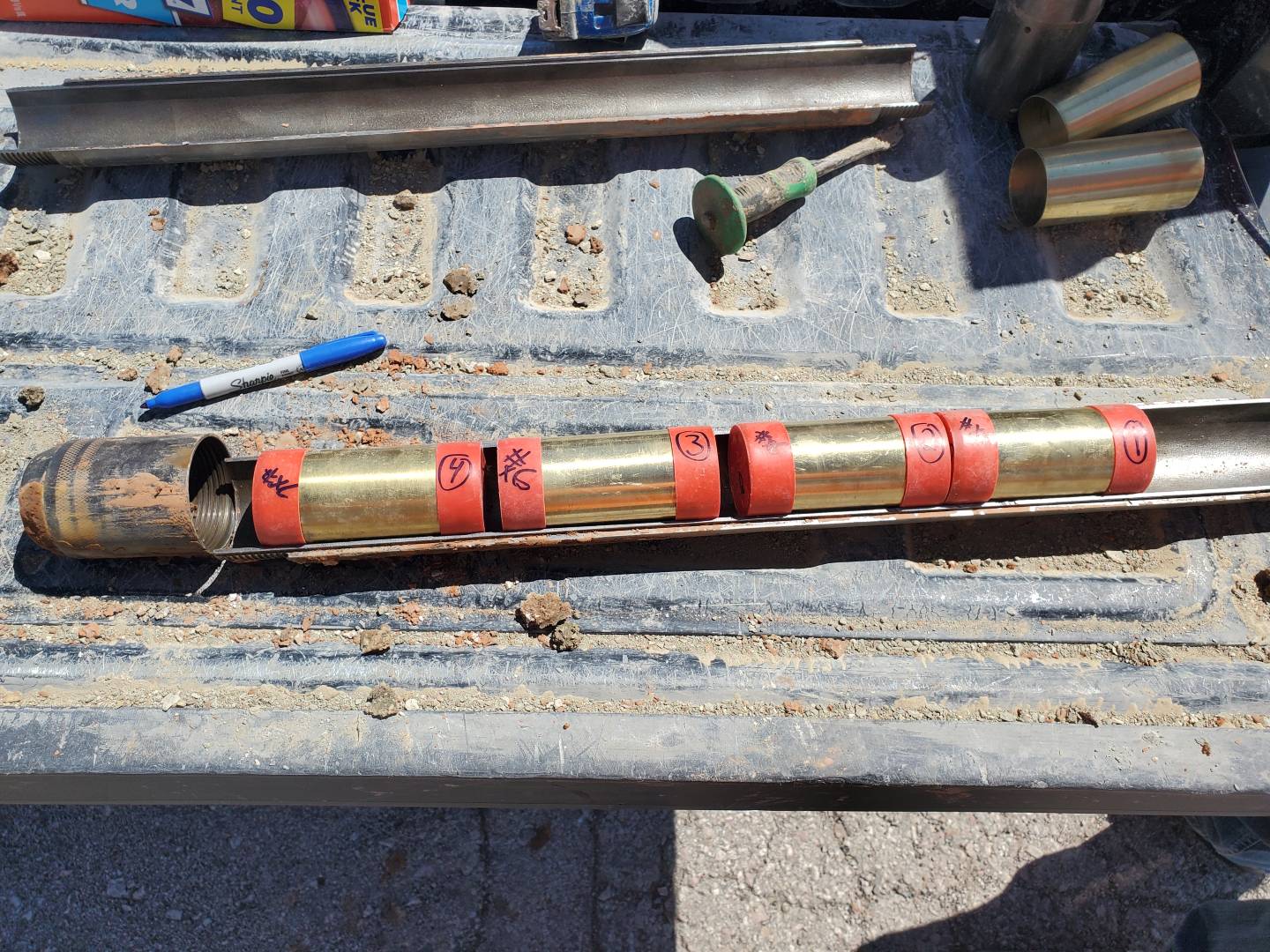 Soil sample in brass liner