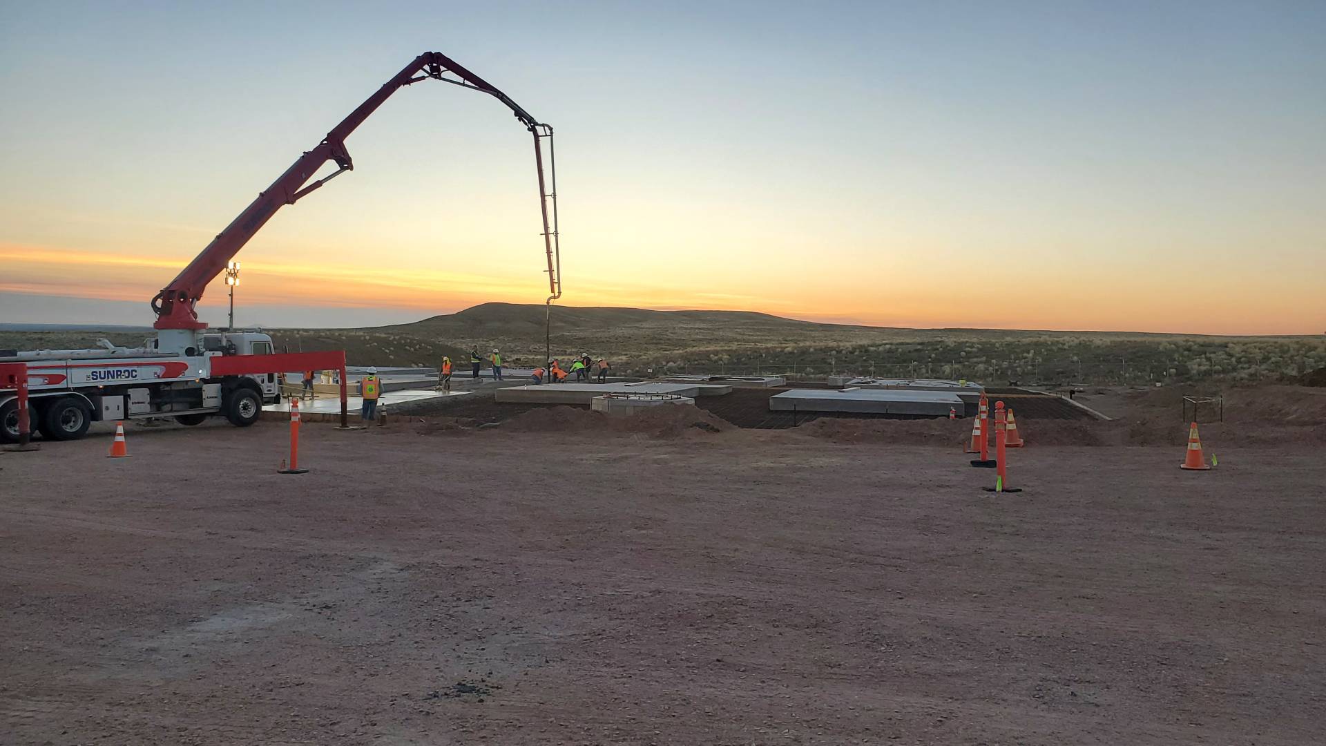 Construction pour at sunset Wyoming