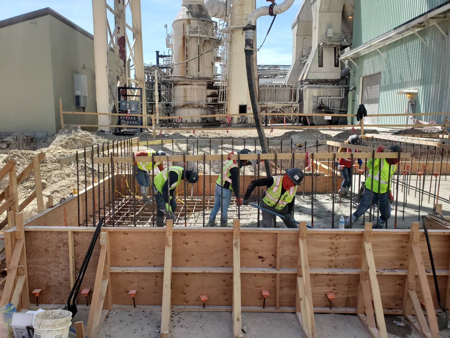 Industrial concrete rebar construction