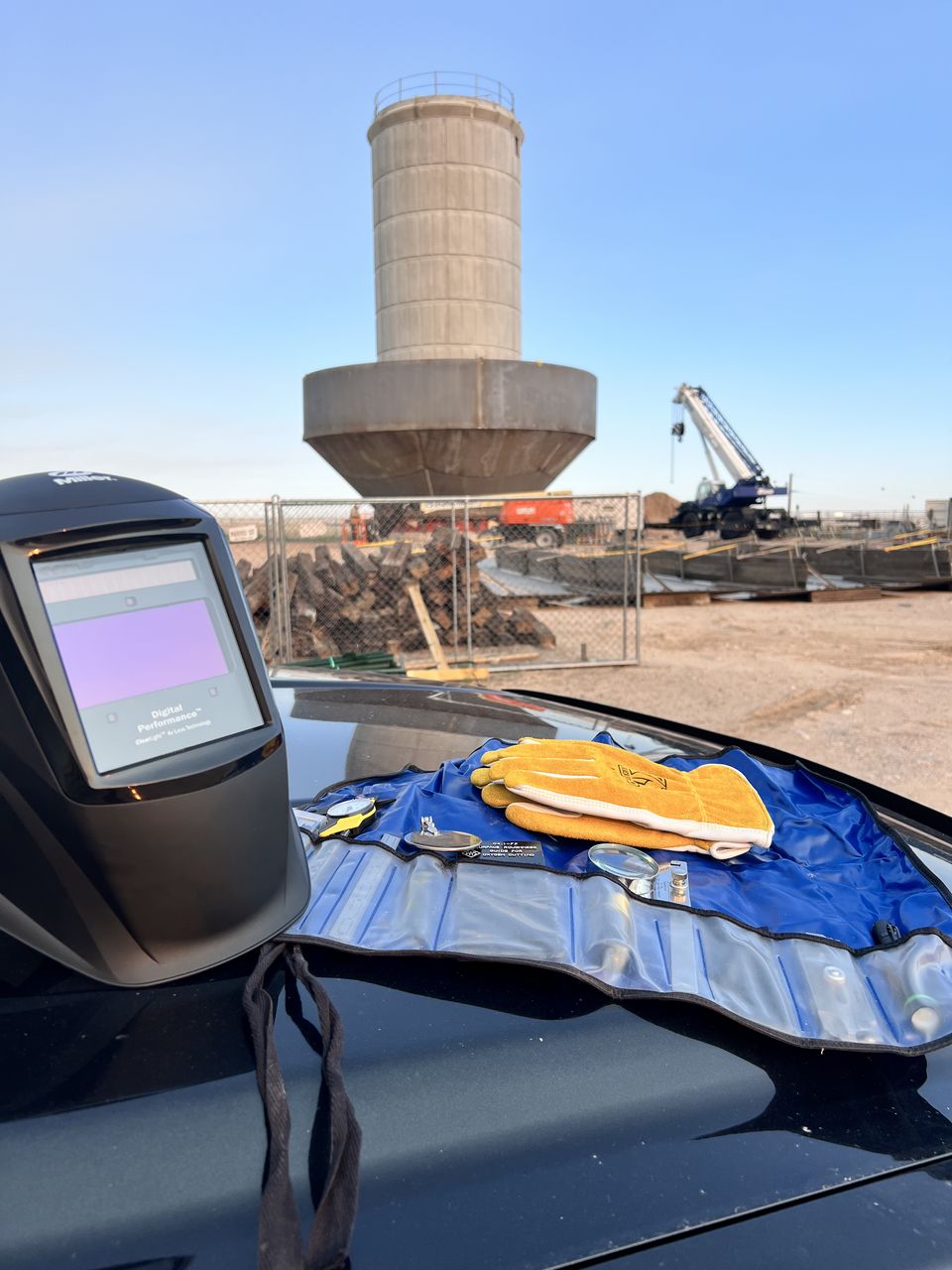 CWI inspection tools and welding helmet on job site — Western-EGI