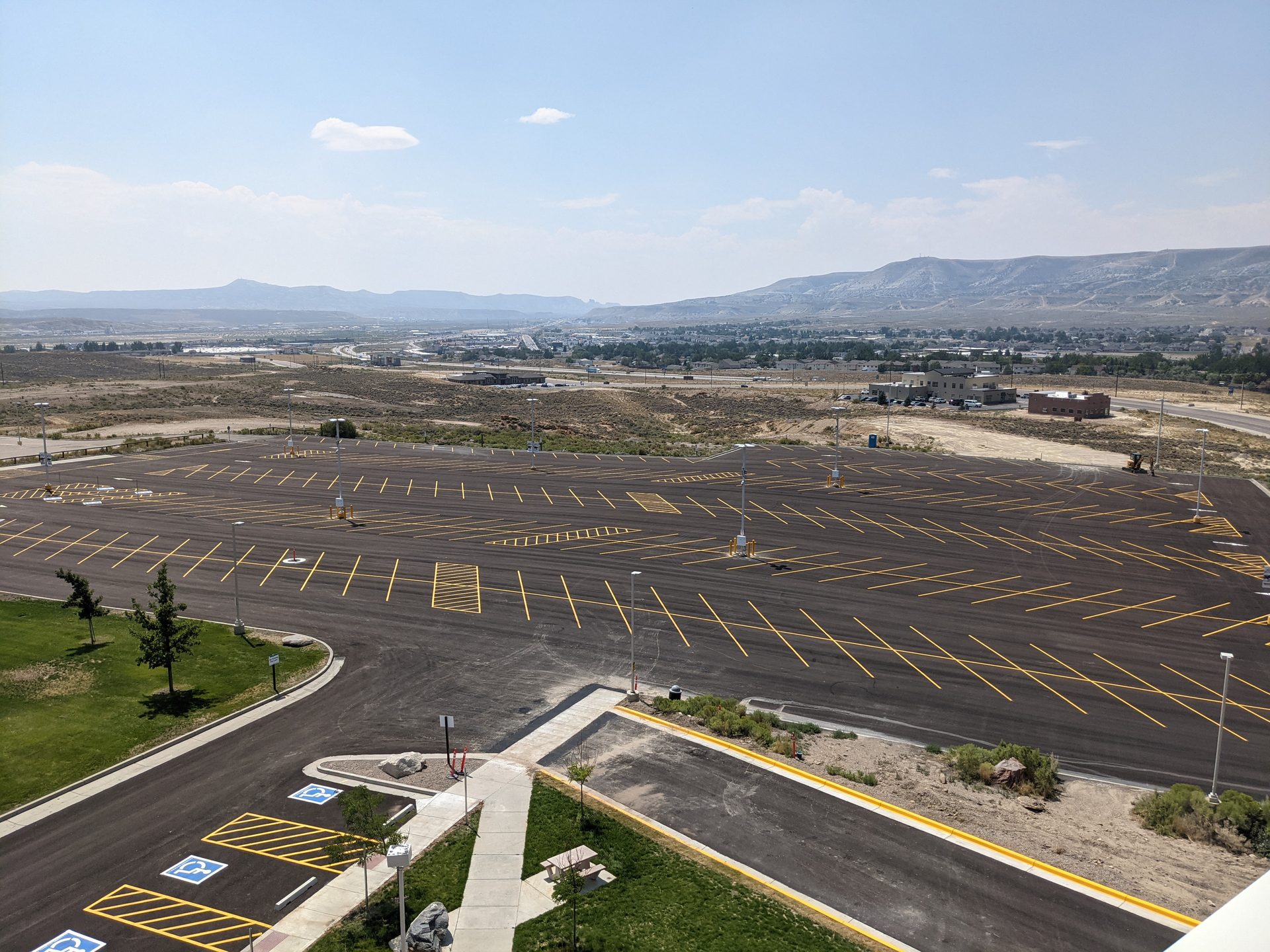 Completed paving project aerial view